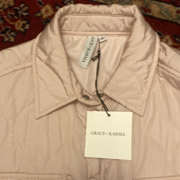 Pearl Pink Quilted Nylon Shacket - Picture 2 of 3